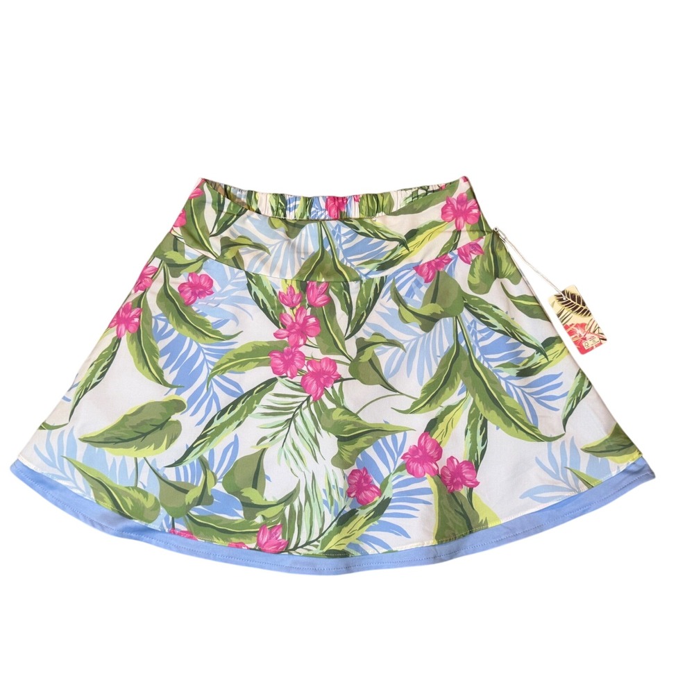 Tommy Bahama Everyday Active Tropical Floral Skort XS Blue Pink Hibiscus NWT